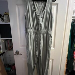 GAP Sleeveless Drawstring Jumpsuit in Sage